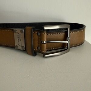 Dickies Tan Leather Belt with Silver Buckle